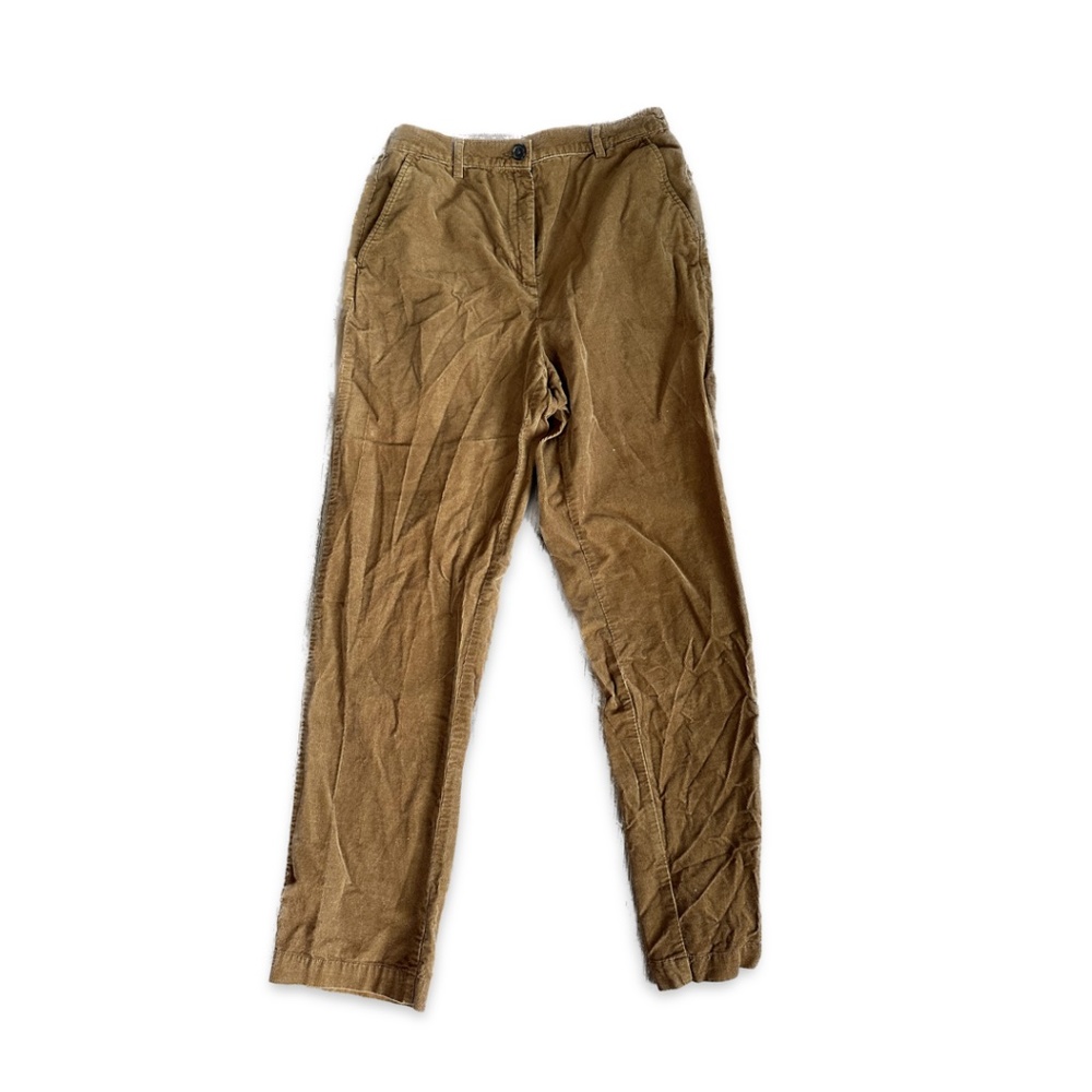Straight-legged Corduroy Pants with Stretchy Waist